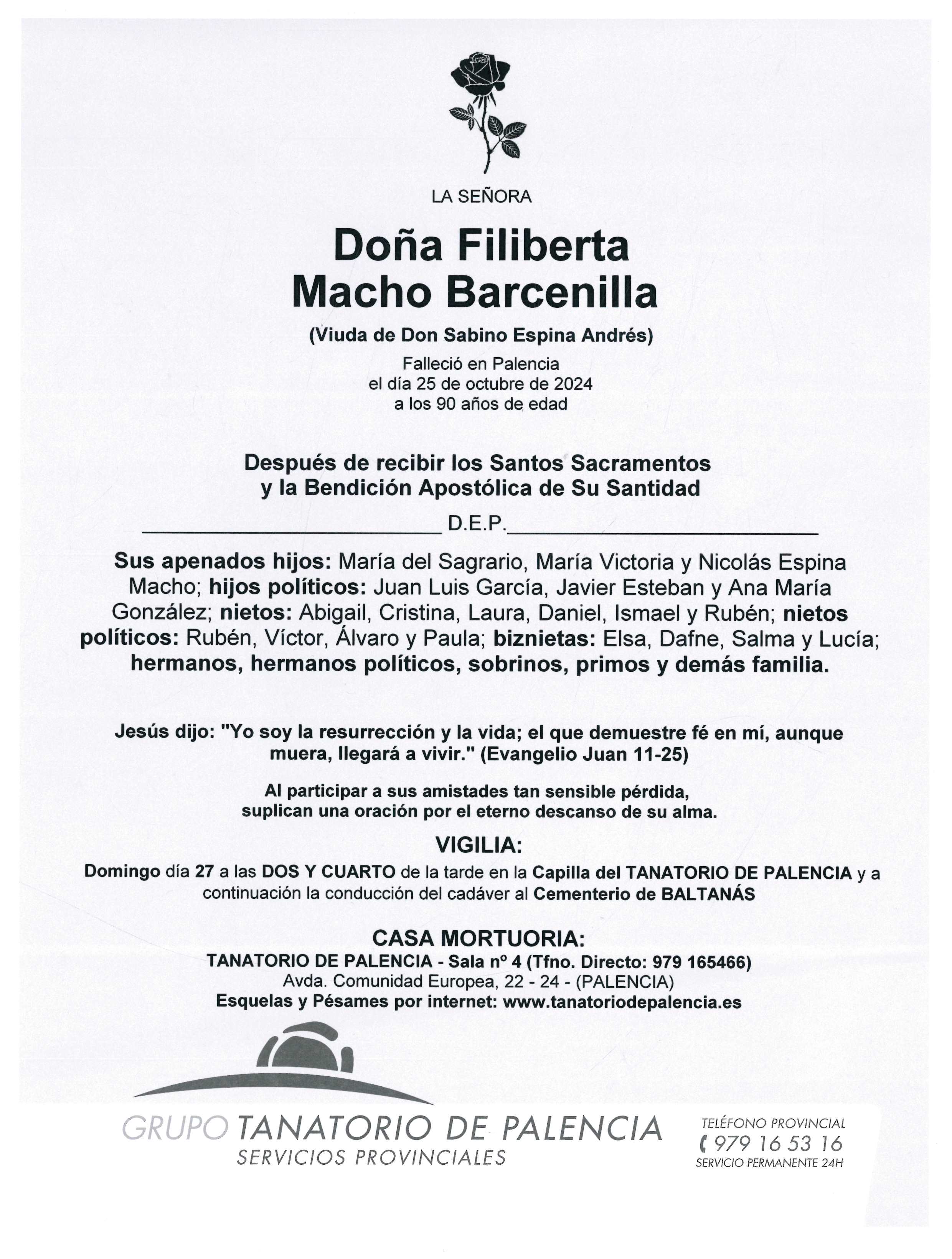 LA SEÑORA DOÑA FILIBERTA MACHO BARCENILLA